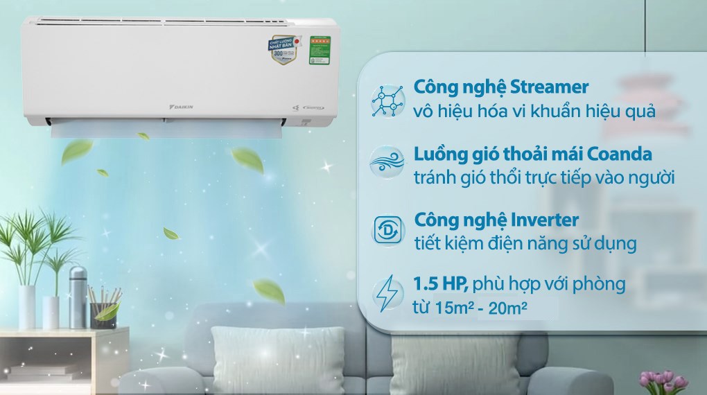Máy lạnh Daikin Inverter 1.5 HP F/ATKF35XVMV