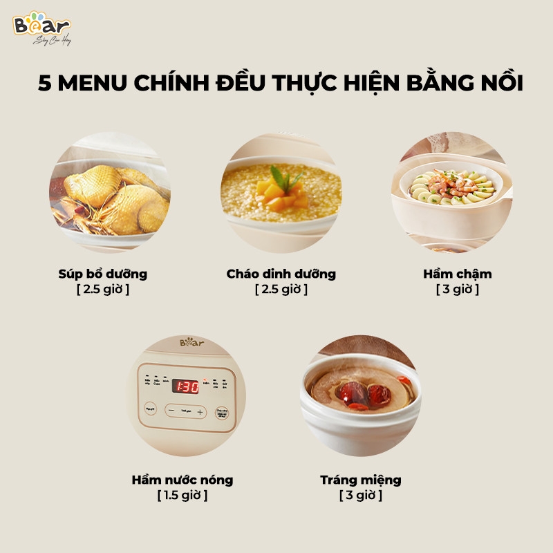 Nồi nấu chậm Bear 1.6L SB-NNC16