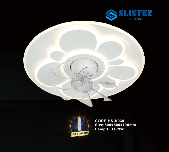 Đèn quạt trần phòng khách cao cấp HS-K038