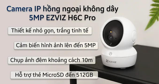 Camera Ezviz Xoay 360 Trong Nhà H6C Pro 3K (5.0MP)