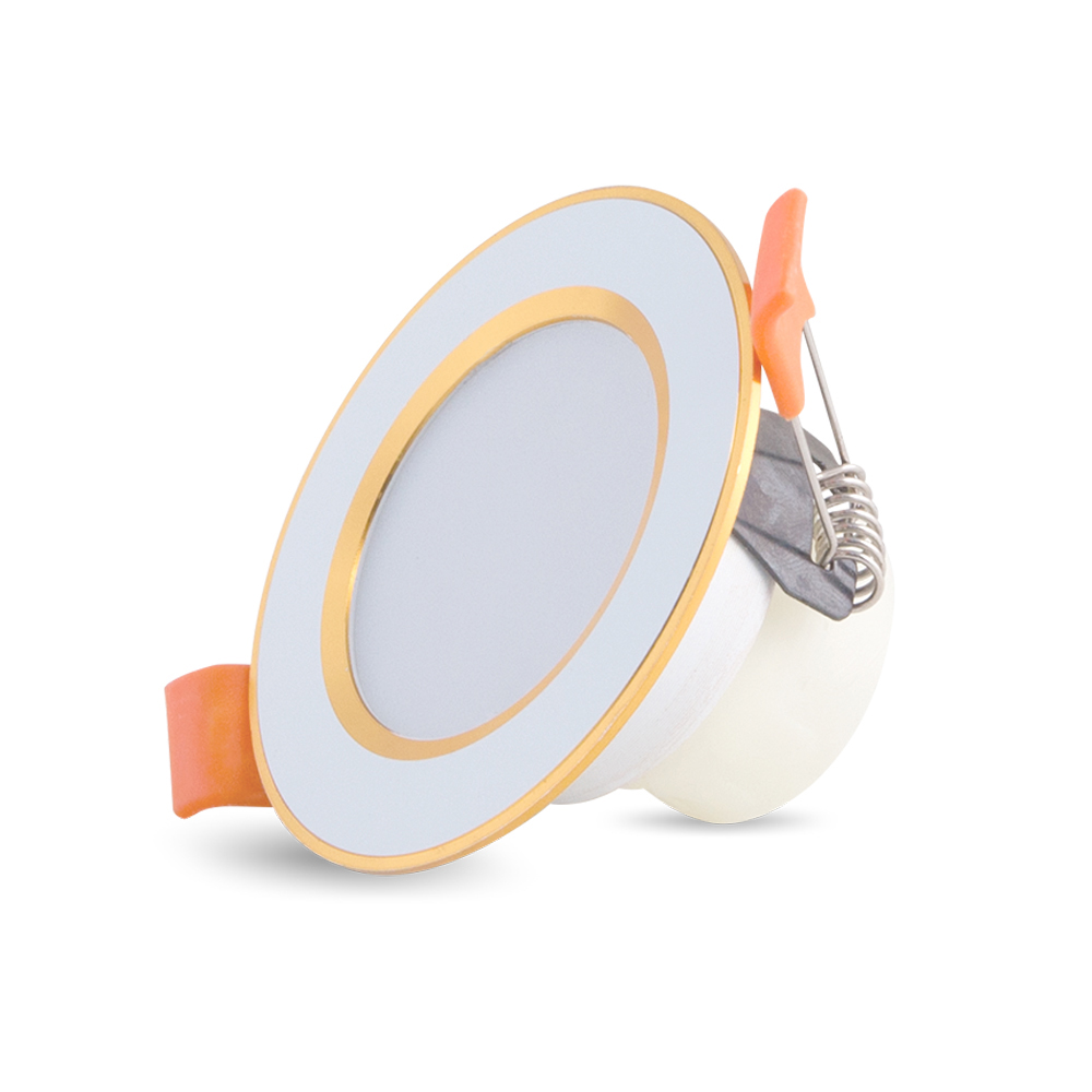 Đèn LED âm trần Downlight đổi màu AT10 viền vàng 60/3W