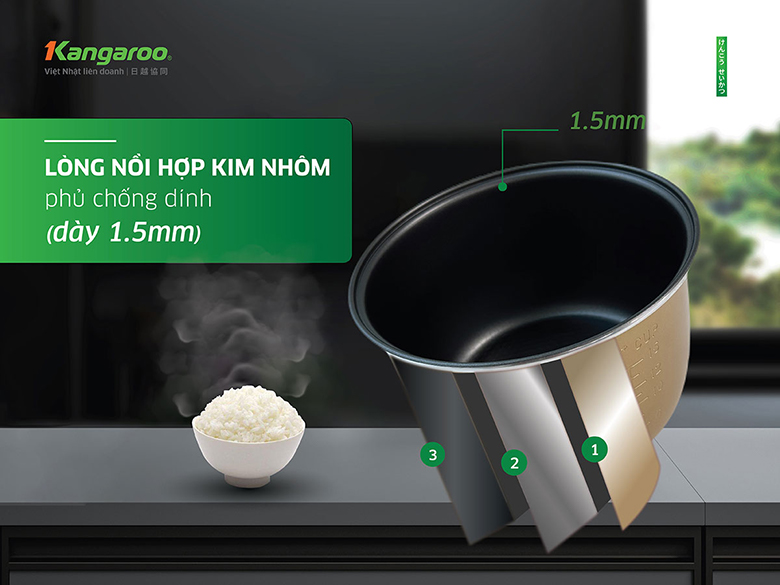 Nồi cơm điện Kangaroo 1.8 lít KGRC18M3