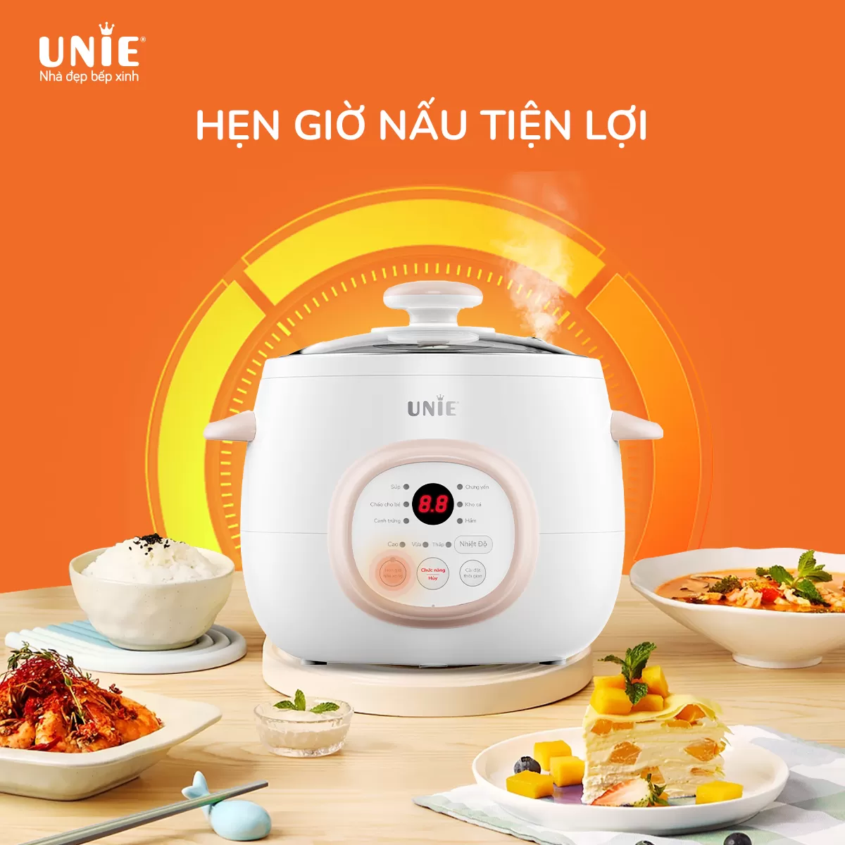 Nồi nấu chậm Unie USC10W dung tích 1L, lòng nồi gốm ceramic