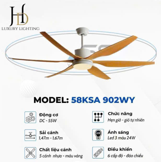 Quạt một đèn Klasse 58KSA 902WY