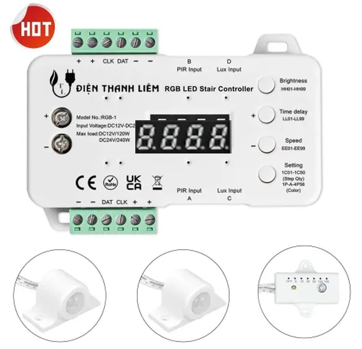 Bộ điều khiển LED cầu thang đủ màu Điện Thanh Liêm