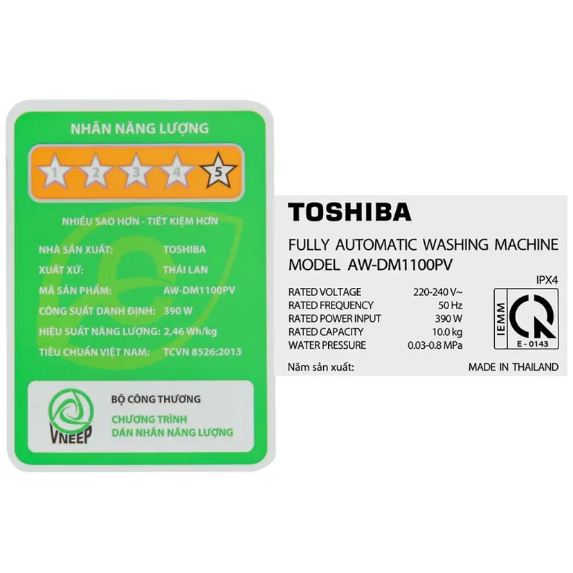 Máy giặt Toshiba Inverter 10 kg AW-DM1100JV(MK)