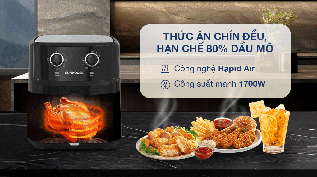 Nồi chiên không dầu Sunhouse SHD4030 6.5 lít