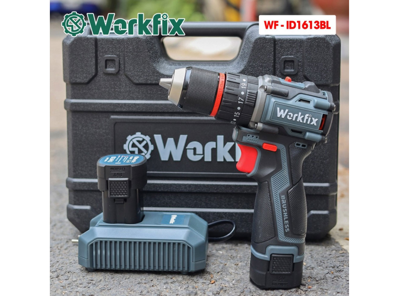 Máy khoan pin Workfix WF-ID1613BL (không chổi than)