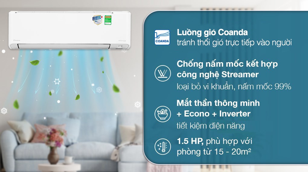 Máy lạnh Daikin Inverter 1.5 HP FTKZ35VVMV