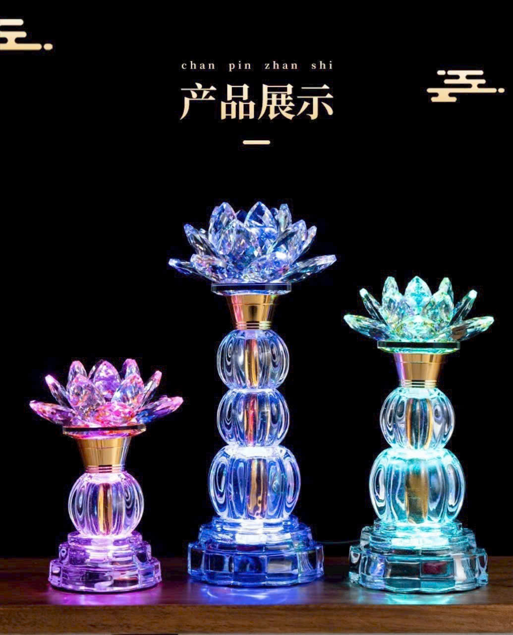 Đèn thờ pha lê hoa sen