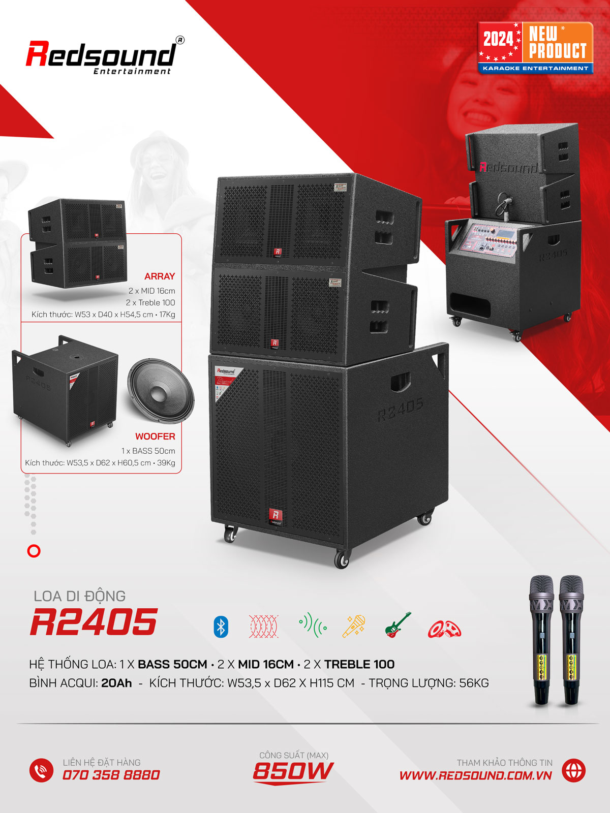 Loa array di động Redsound R2405 Bass 5 tấc