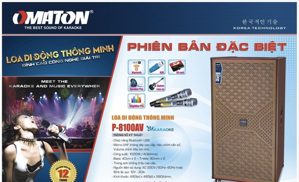 Loa Kéo Omaton P8100AV 4 tấc đôi