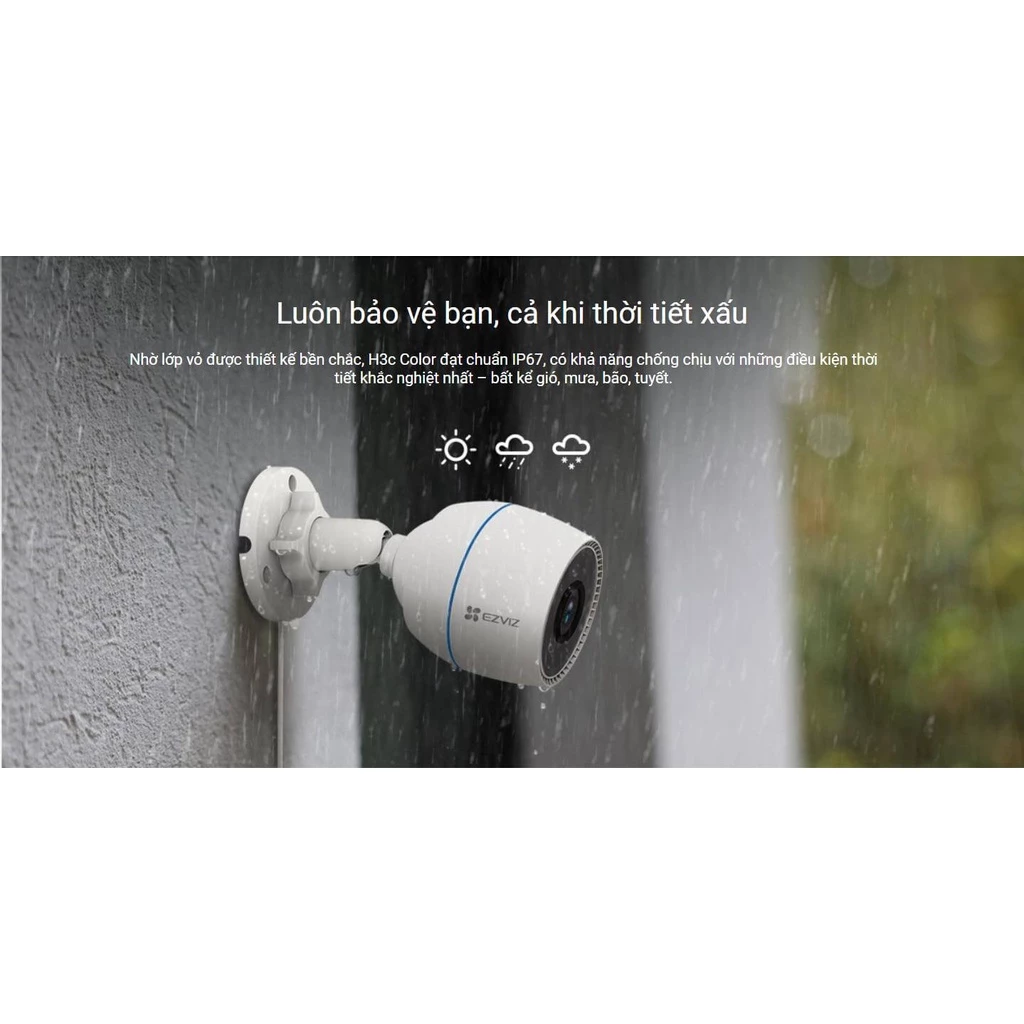 Camera WiFi ngoài trời EZVIZ H3C Color 2MP (CS-H3c-R100-1K2WFL)