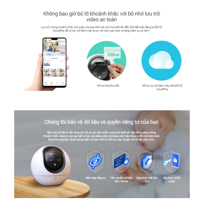 Camera Wifi quay quét 2K, tích hợp AI EZVIZ C6 4MP