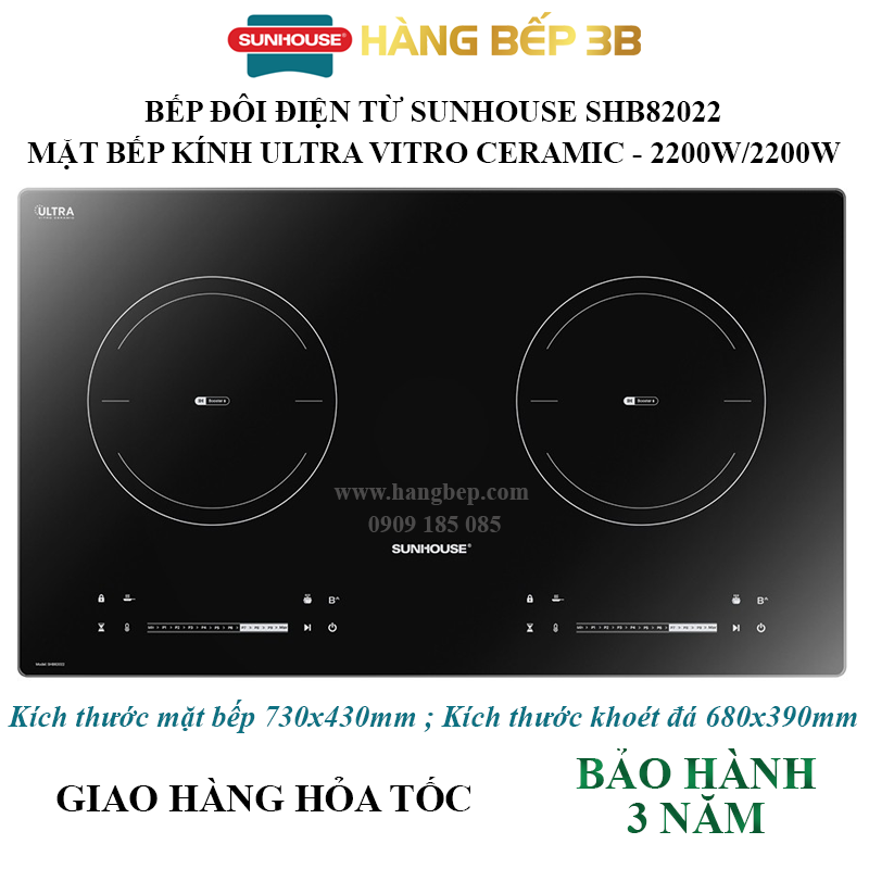Bếp đôi điện từ Sunhouse SHB82022 2200W