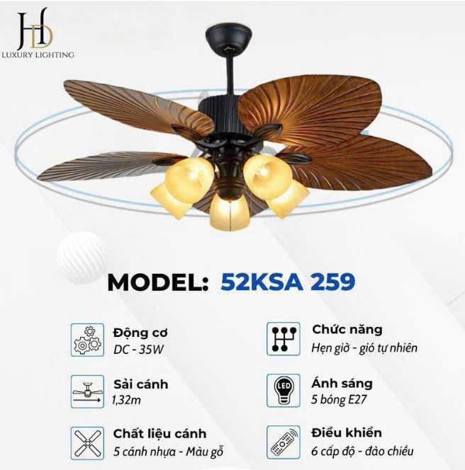 Quạt trần có đèn 52KSA – 259