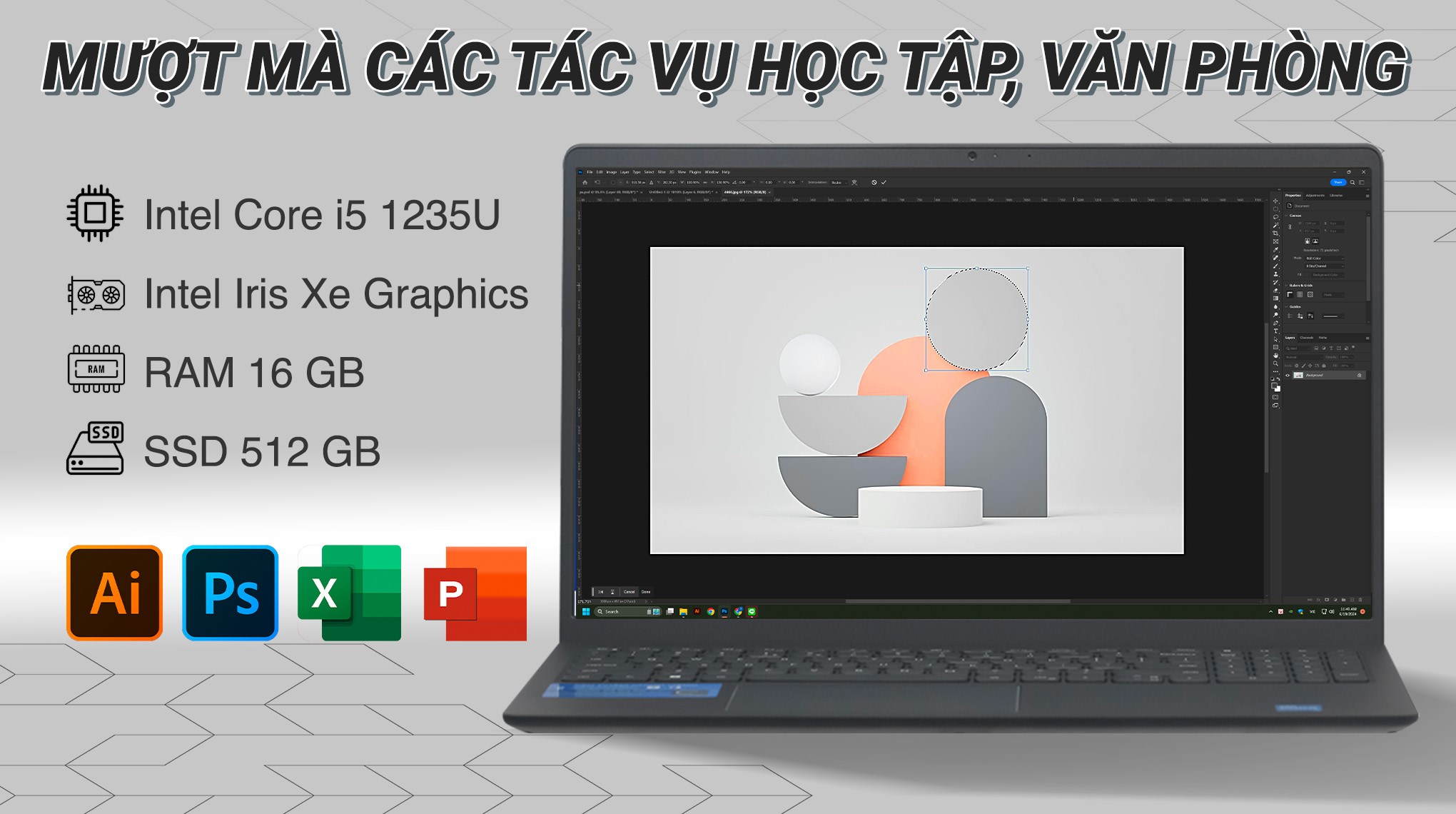 Laptop Dell Inspiron 3520 i5 1235U/ 16GB/ 512GB/ 120Hz/ OfficeHS/ Win11/ Bạc