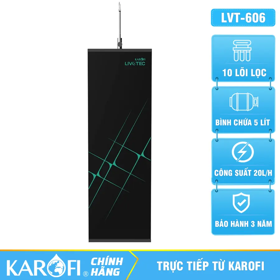 Máy lọc nước RO nguội Livotec 10 cấp Karofi - LVT - 606