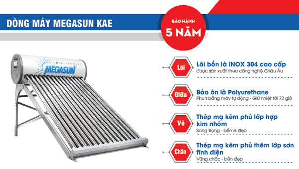 Máy nước nóng NLMT Megasun 1812 KAE 120 Lít