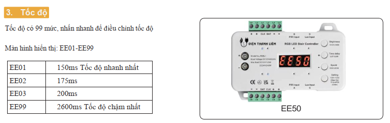 Bộ điều khiển LED cầu thang đủ màu Điện Thanh Liêm