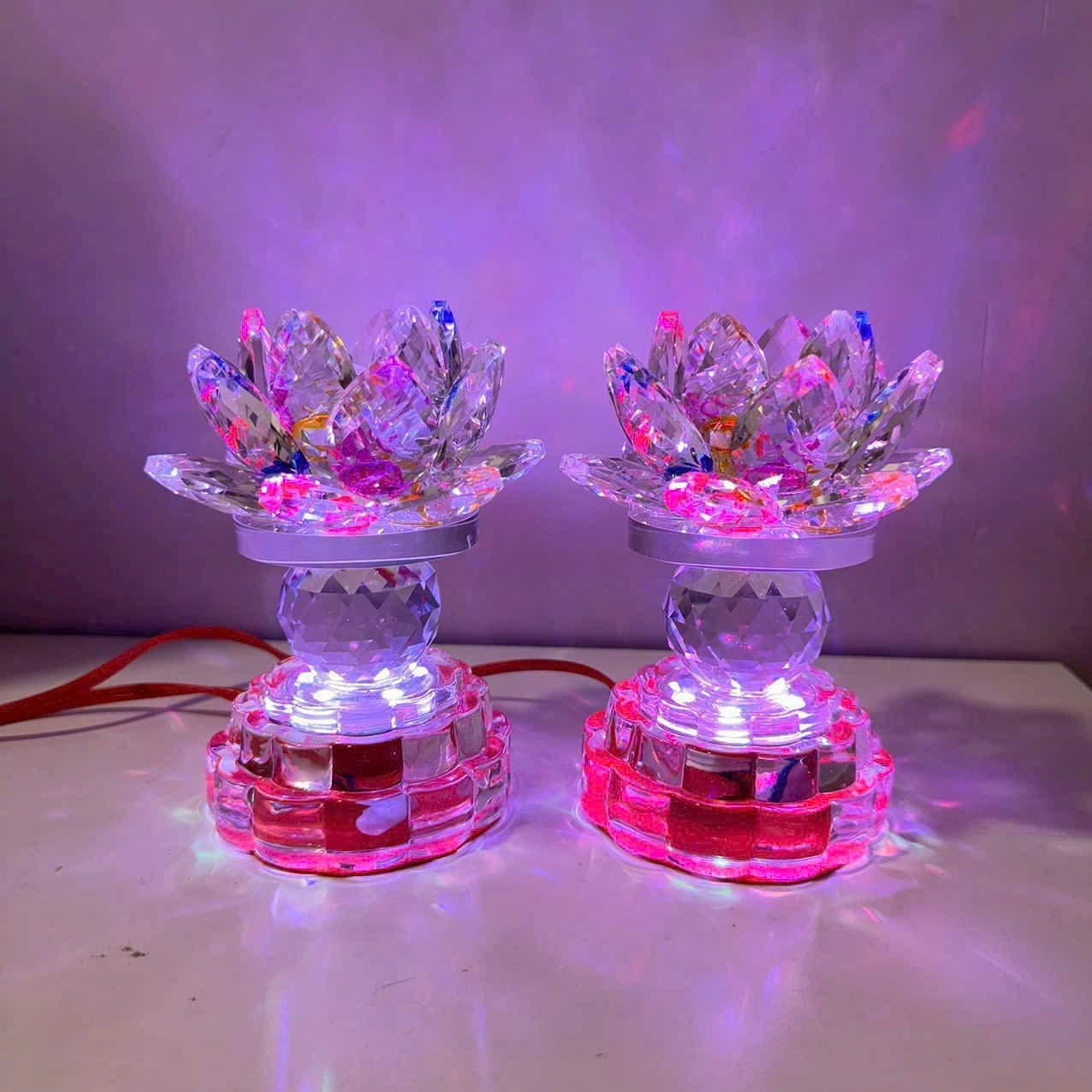 Đèn thờ pha lê hoa cao cấp