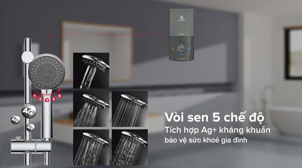Máy nước nóng trực tiếp Ariston 4500W AURES PREMIUM+ 4.5P