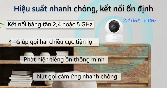 Camera Ezviz Xoay 360 Trong Nhà H6C Pro 3K (5.0MP)