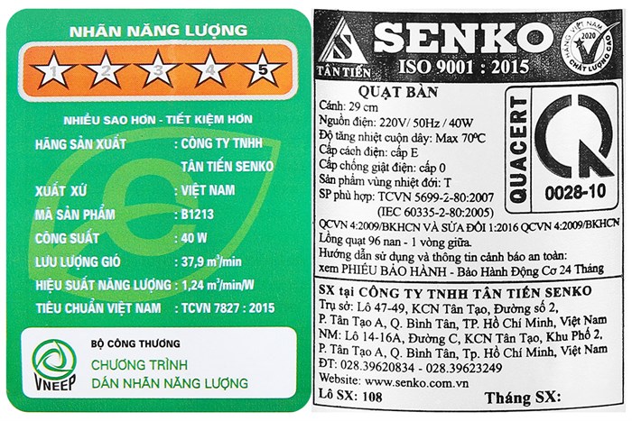 Quạt bàn Senko 3 cánh B1213 40W