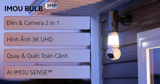 Camera Wifi quay quét bóng đèn 3MP iMOU IPC-S6DP-3M0WEB-E27