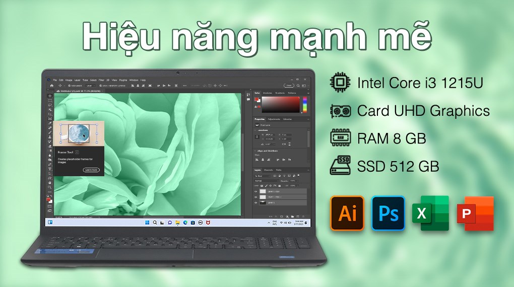 Laptop Dell Inspiron 15 3520 i3 1115G4/ 8GB/ 512GB/ Win11/ Bạc