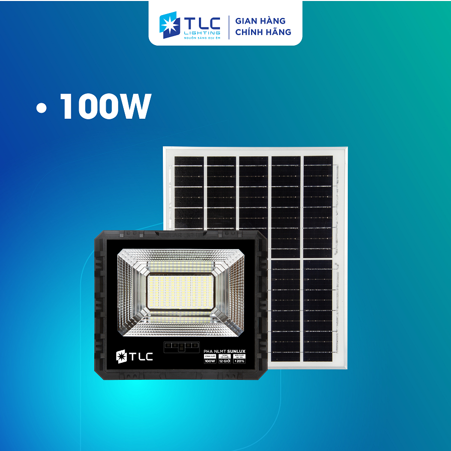 Pha led năng lượng mặt trời SunLux 100w TLC - AS TRẮNG