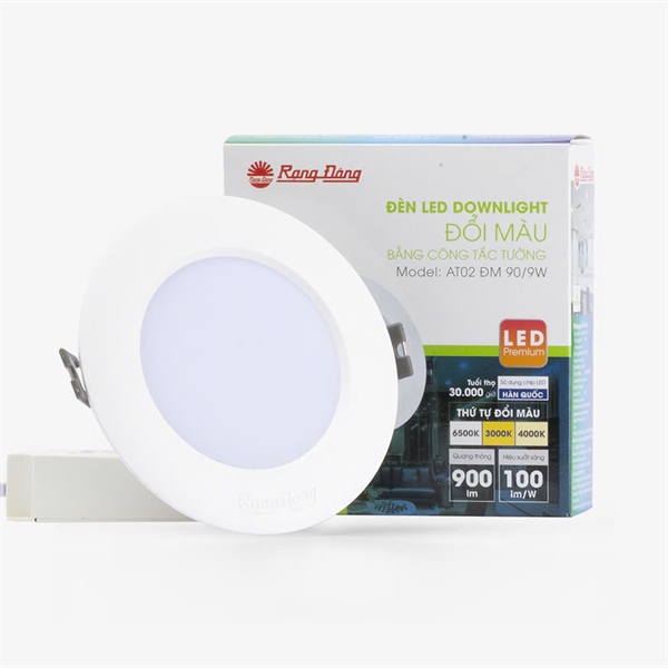 Led âm trần AT02 90/9w 3 chế độ mặt trắng Rạng Đông