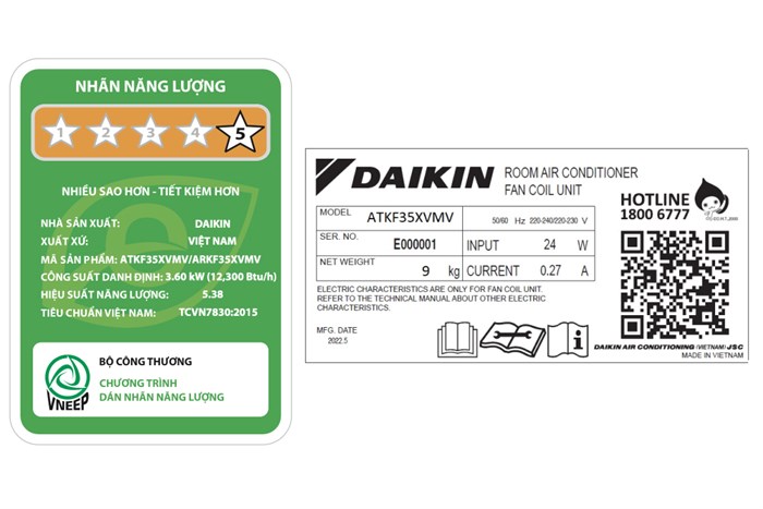 Máy lạnh Daikin Inverter 1.5 HP F/ATKF35XVMV