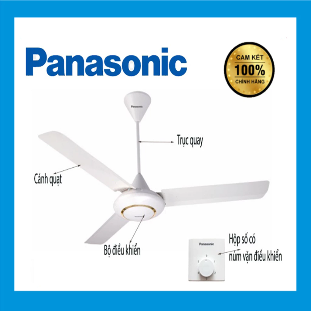 Quạt trần Panasonic 3 cánh F-60MZ, màu trắng, điều chỉnh bằng hộp số