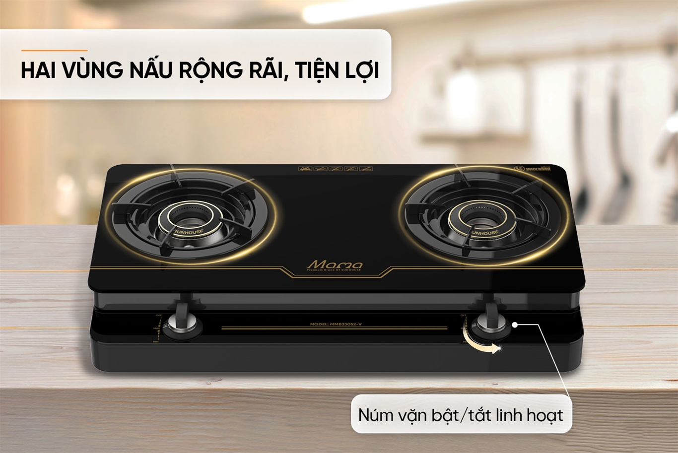 Bếp gas dương kính Sunhouse MMB33052-V