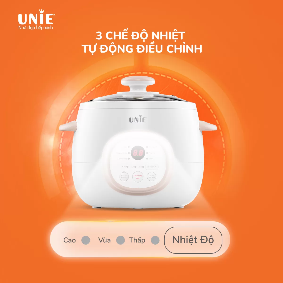 Nồi nấu chậm Unie USC10W dung tích 1L, lòng nồi gốm ceramic