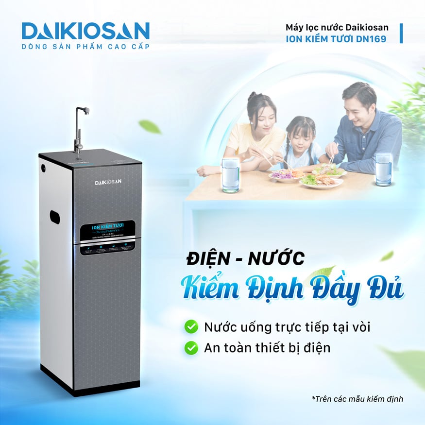 Máy lọc nước ion kiềm tươi Daikiosan DN169