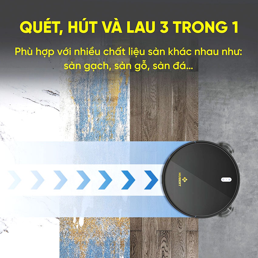 Robot hút bụi lau nhà Hubert HB-A68 Plus Black