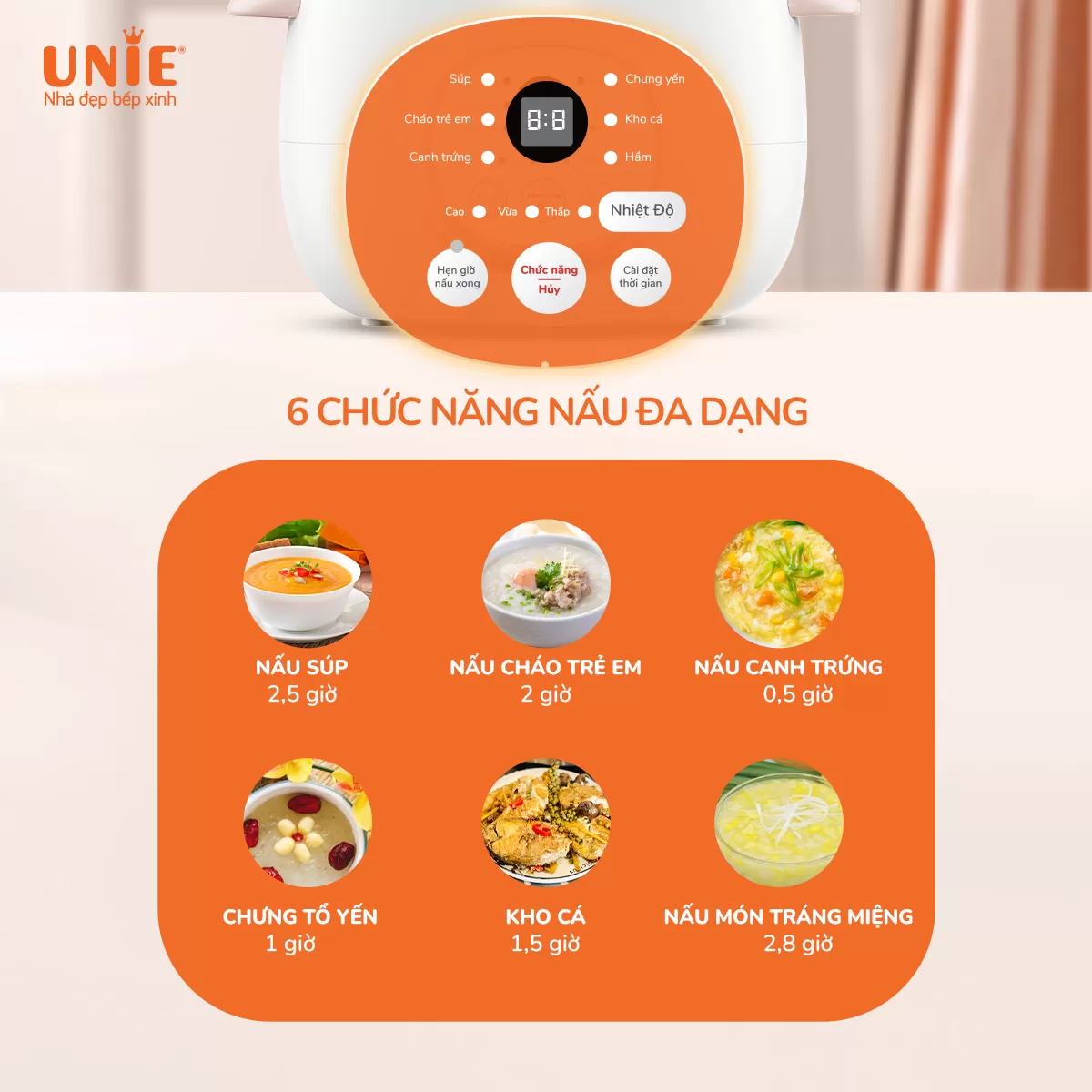 Nồi nấu chậm Unie USC10W dung tích 1L, lòng nồi gốm ceramic