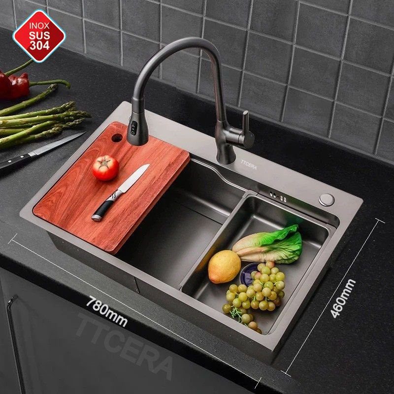 Chậu INOX 7846 NANO đen