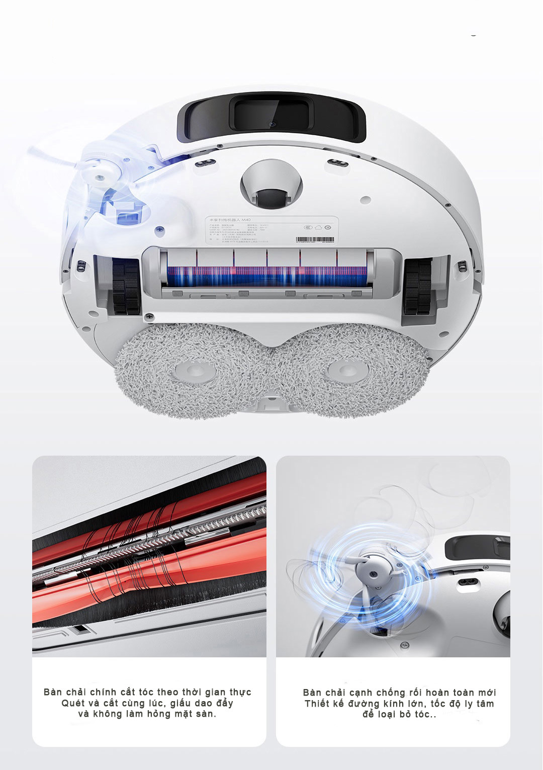 Robot hút bụi lau nhà Xiaomi Mijia M40 D110CN - tự dọn bụi, giặt sấy khăn