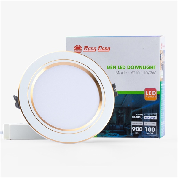 Led âm trần AT10 9w viền vàng 3 màu Rạng Đông - LK 110 