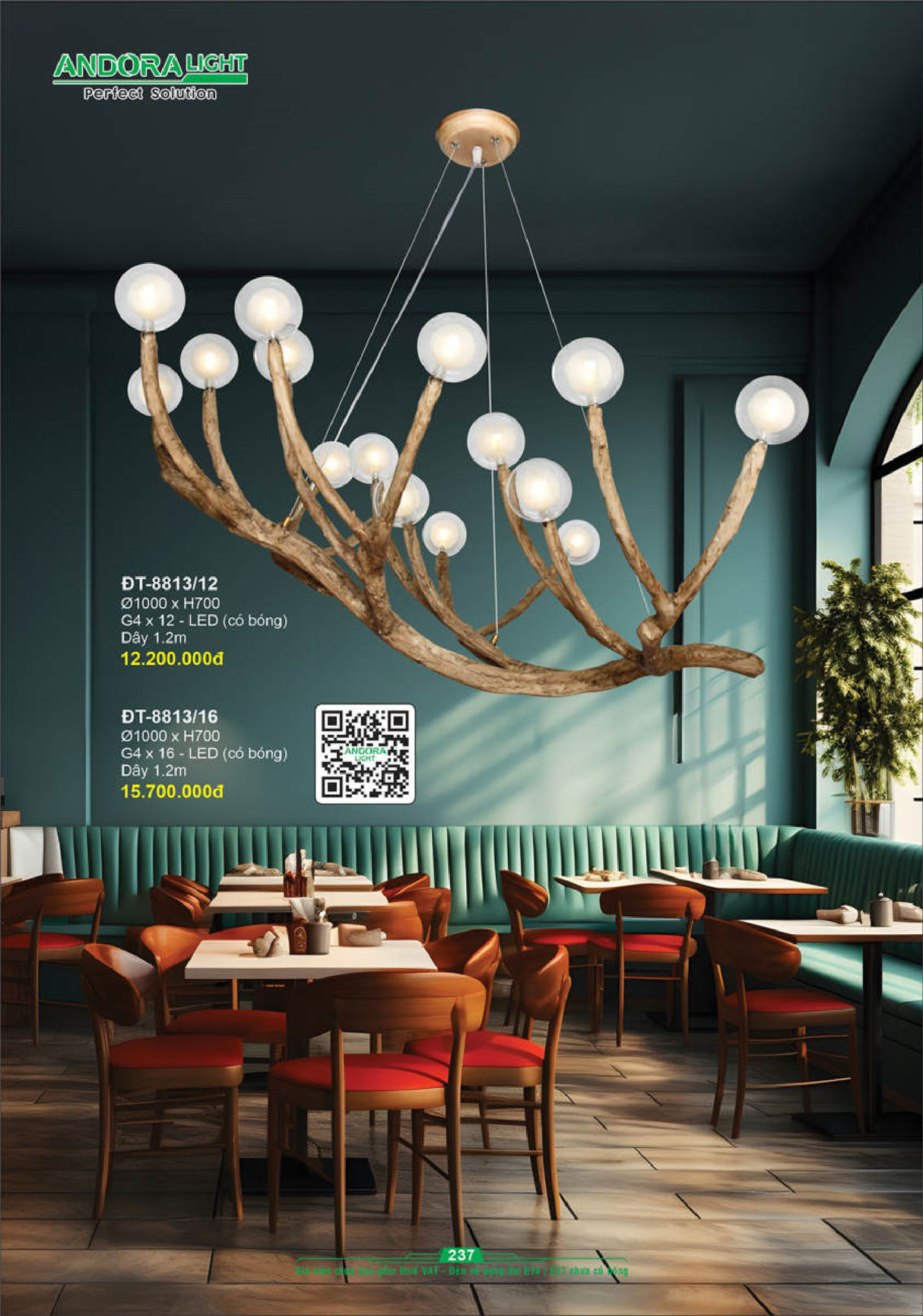 ĐT-8813/12 - Đèn thả trang trí Andora ĐT-8813 - Bóng LED G4 (Dây 1.2m) (có bóng)