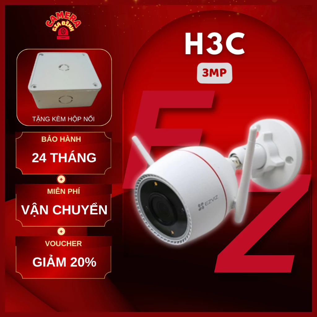Camera Wifi EZVIZ H3C 3MP 2K, ban đêm có màu, chống nước