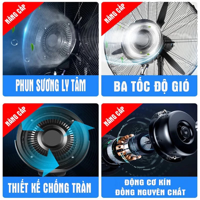 Quạt Hơi Nước Phun Sương Công Suất Lớn - Dung tích 42L