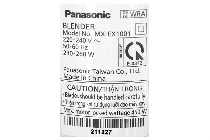 Máy xay sinh tố Panasonic MX-EX1001WRA