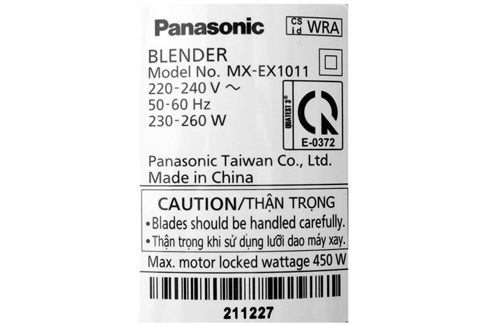 Máy xay sinh tố đa năng Panasonic MX-EX1011WRA - 2 cối