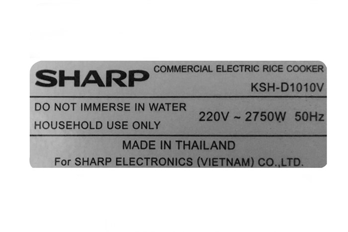 Nồi cơm nắp rời Sharp 10 lít KSH-D1010V