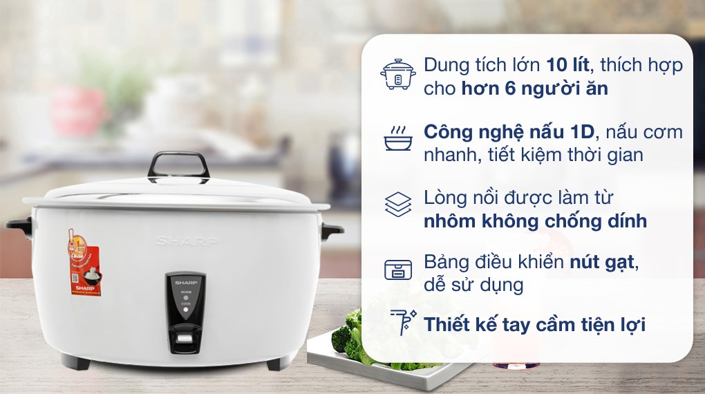 Nồi cơm nắp rời Sharp 10 lít KSH-D1010V