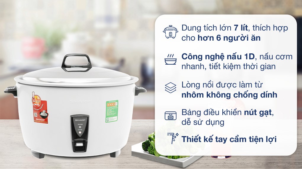 Nồi cơm nắp rời Sharp 7 lít KSH-D77V